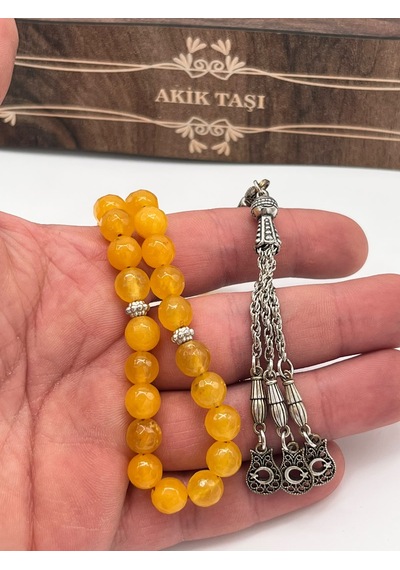 Akuamarin Taşı Tesbih 33 Lü Mavi Doğal Taş Renkli Metal Püsküllü Şık Tesbih Tsb66