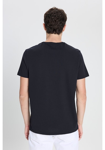 AC&Co / Altınyıldız Classics Erkek Sıyah Slim Fit Dar Kesim Bisiklet Yaka Desenli Tişört Siyah