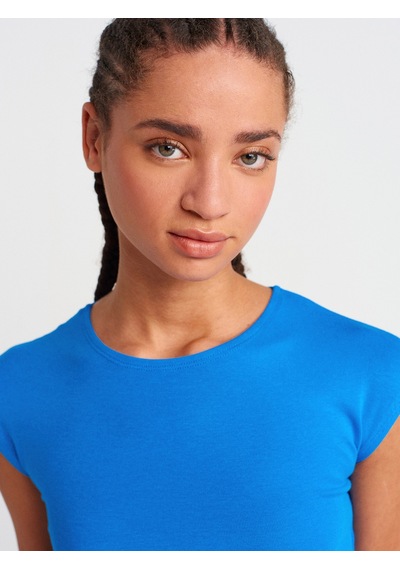 Dilvin 30528 Pamuk Ve Modal Karışımlı Crop Top-saks Saks