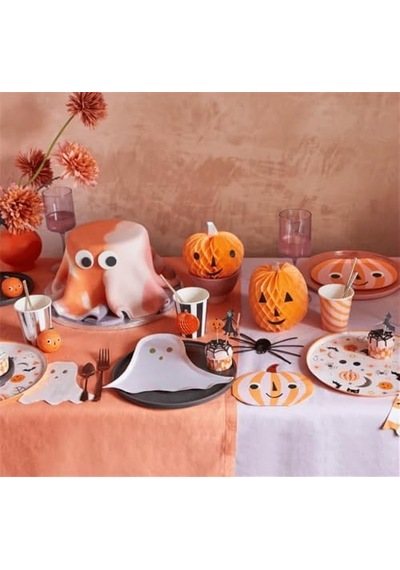 - Pink Checker Ghost Napkins - Pembe Kareli Hayalet Peçeteler 16'lı