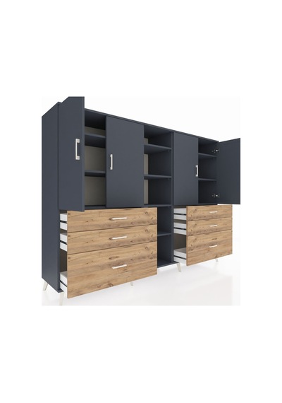 Hyperion Dolap 10 Raflı 6 Çekmeceli 4 Kapaklı 220x44x163 Antrasit-antrasit/çam Antrasıt/atlas Çam - Antrasıt Hyperion Dolap 10 Raflı 6 Çekmeceli 4 Kapaklı 220x44x163 Antrasit-antrasit/çam Antrasıt/atlas Çam - Antrasıt