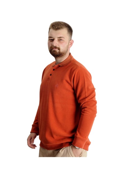 Mode Xl Büyük Beden Erkek Sweat Polo Selanik Nakışlı 20440 Tarçın Taba
