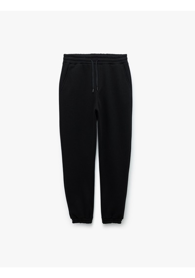 Koton Beli Bağcıklı Şardonlu Cep Detaylı Jogger Eşofman Altı Siyah 6wam40013mk Siyah