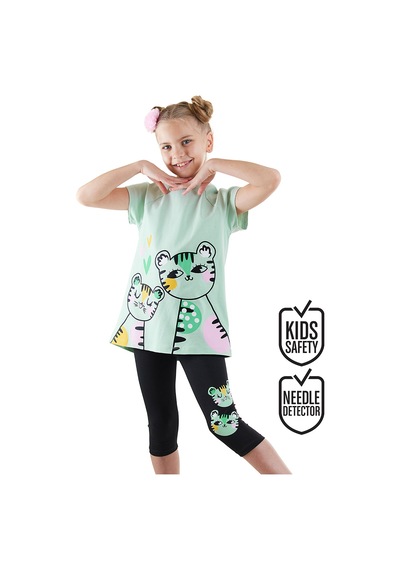 Denokids Puanlı Kaplan Kız Çocuk T-shirt Tayt Takım