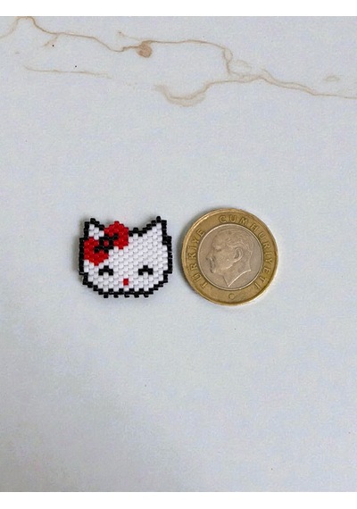 Hello Kitty Figürlü Miyuki Anahtarlık&çanta Süsü Siyah - Beyaz