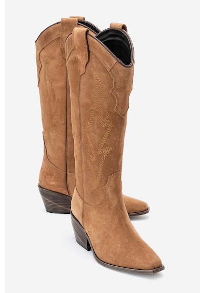 Luvishoes Luvi Shoes Pietro Toprak Hakiki Deri Süet Kadın Western Çizme Toprak