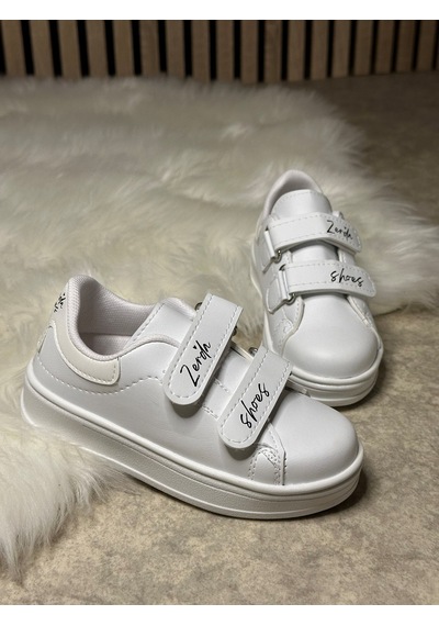 Günlük Unisex Çocuk Sneaker Cırtlı Dikiş Detaylı Kalın Tabanlı Rahat Hafif Spor Ayakkabı 525pf Beyaz - Beyaz