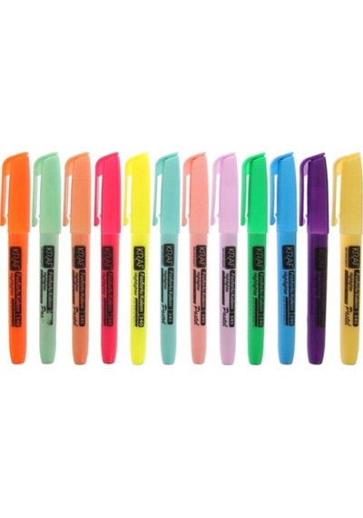 Fosforlu Kalem Tipi 340/345 12 Li 6 Pastel+6 Parlak Renk 12 Renk