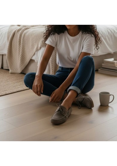 Ne&ve Shoes Vizon Süet Hakiki Deri Kadın Bağcıklı Loafer Ayakkabı