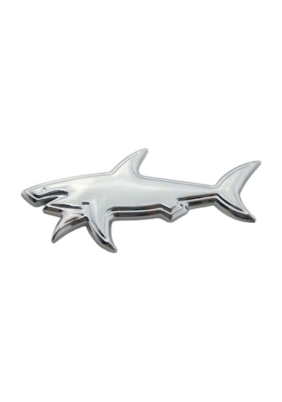 Oto Arma Metal 3D Köpekbalığı Shark Arması Araba Dekorasyon Aksesuarı Krom 8cm GLZ00601152
