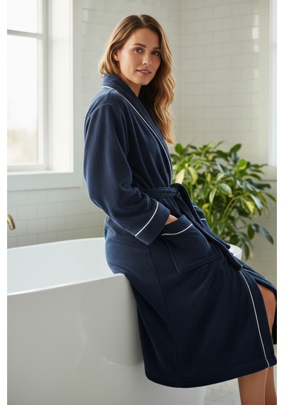 % 100 Pamuklu Laodikeia Kimono Bornoz Unisex Kadın Erkek Lacivert