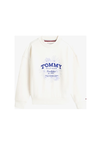 Tommy Hilfiger Flock Flower Crew Neck Çocuk Beyaz Sweatshirt Ybh-beyaz