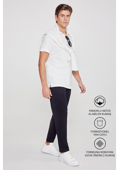 AC&Co / Altınyıldız Classics Erkek Sıyah Pamuklu Standart Fit Normal Kesim Beli Lastikli Diagonal Desenli Örme Pantolon Siyah