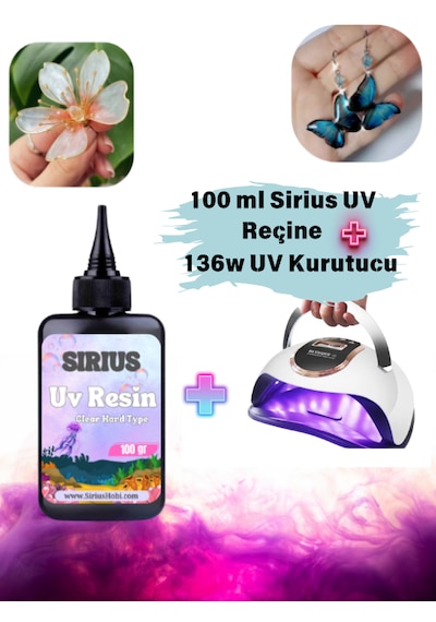 Sirius Uv Reçine Sert Tip-hızlı Kürlenen 100 Ml 136w Uv Epoksi Kurutucu Seti