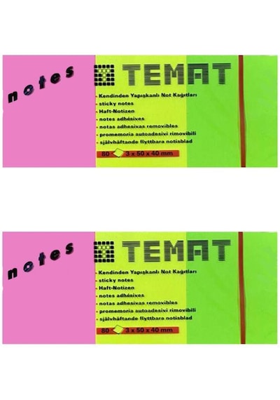Temat 3X50X40 Mm Not Kağıdı Karışık Renk 2'Li Çok Renkli