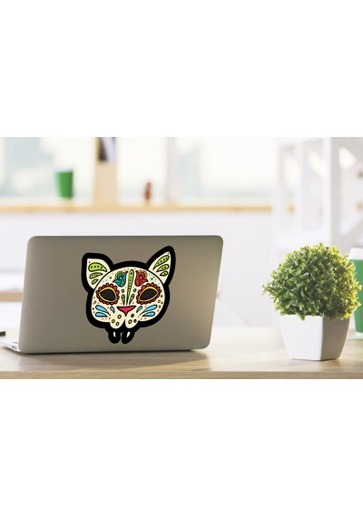 Desenli Kedi Sticker - Araba Oto Motosiklet Karavan Laptop Cam Sticker - 00285 20x17 Cm