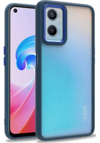 Oppo A76 Kılıf Zore Flora Kapak Mavi