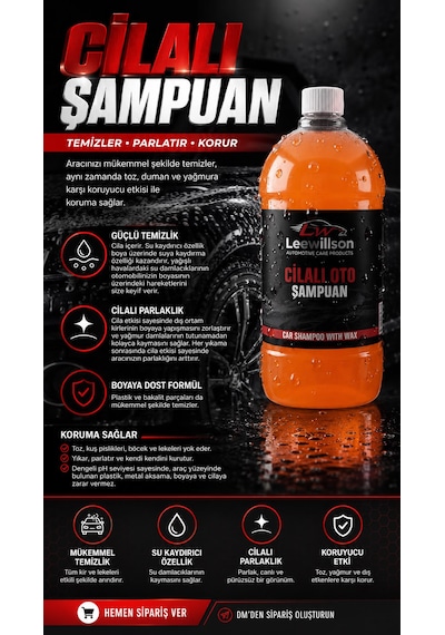 Premium Cilalı Oto Şampuanı 800 Ml - 2'si 1 Arada Ultra Temizleme Ve Koruyucu Wax Cila Etkisi - Araç Dış Yüzey Bakımı