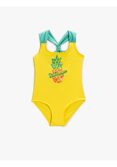 Koton Mayo Pul Detaylı Ananas Baskılı Sarı Desenli 2skg30018bm Sarı Desenli Sarı