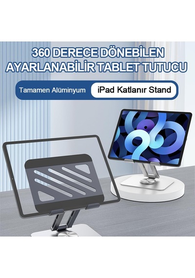 Lexroo Tablet Standı 360 Dönebilen Tablet Tutucu Katlanabilir Alüminyum Tablet Ve Telefon Standı