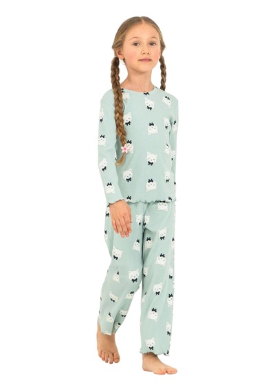 Rolypoly Rp3901c Kız Çocuk Uzun Kol Pijama Takım Su Yeşili