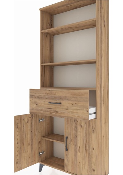 Arges Dolap 4 Raflı Tek Çekmeceli 2 Kapaklı 88x30x221 Çam-çam Atlas Çam
