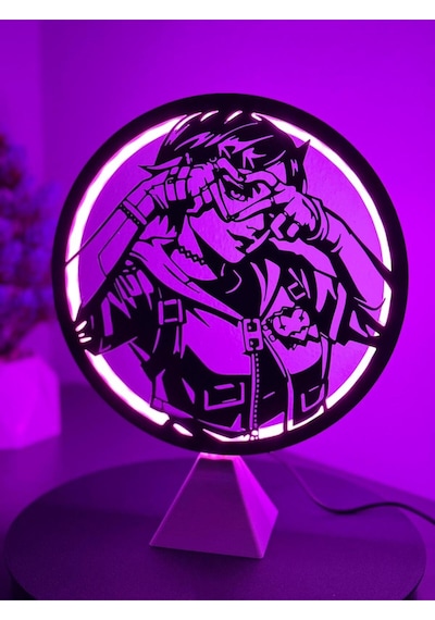 Valorant Clove Halka Led Işıklı Masa Gece Lambası Gamer Oyun Odası Dekor Hediye Adaptör Dahil Mor