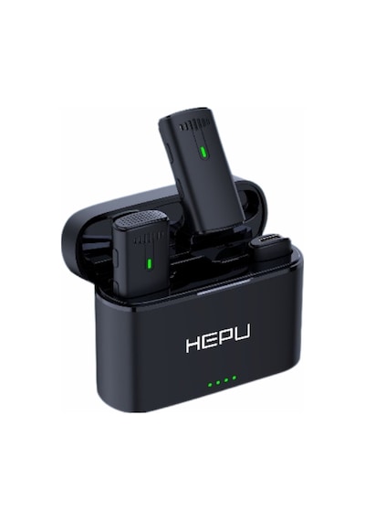 HEPU HP-K10 2.4GHz Kablosuz Mikrofon Seti – Şarj Kutulu iOS/Type-C Uyumlu
