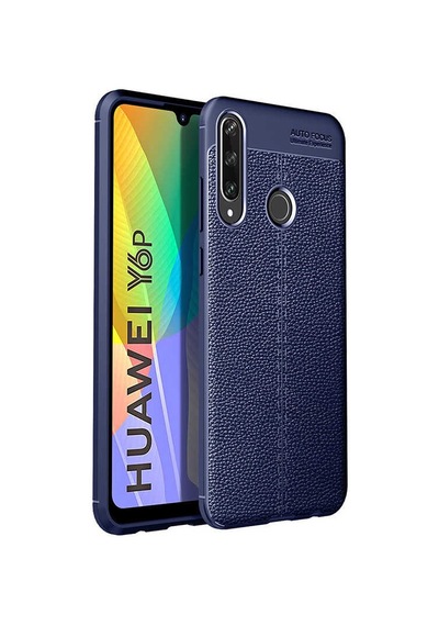 Huawei Y6p Kılıf Niss Deri Desenli Silikon Kılıf Lacivert