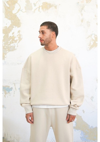 Krem Cozy Basic Oversize Sweat Krem