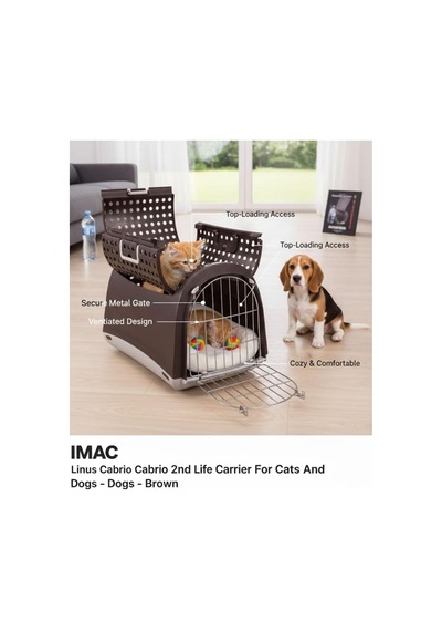 İmac Linus Cabrio Üstü Açılabilen Köpek Pet Taşıma Çantası Antrasit 50x32x34.5cm