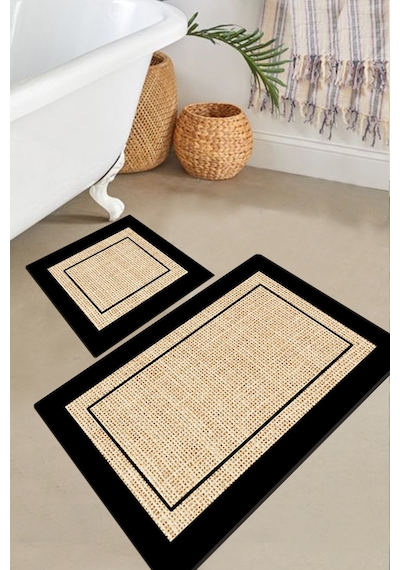 Regona Bej 260x100 50x60 Kaydırmaz Tabanlı 2'li Banyo Paspas Seti Takımı Bej