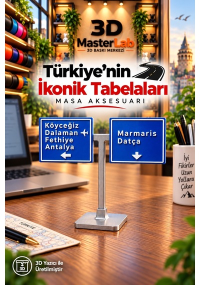 Türkiye Nin En Güzel Yol Ayrımı Tabelası 3d Baskı Dekoratif Masa Aksesuarı Minyatür Yol Tabelası