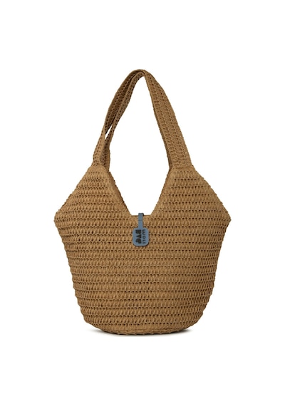 Bagmori Oval Kova Hasır Tote Çanta Vizon