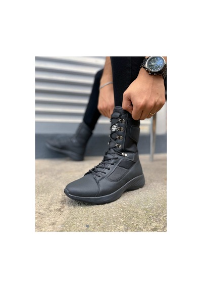 DMR Elegance Bay Bot Jy799 Verton Bağcıklı Ortopedik Taban Günlük Cilt Erkek Askeri Postal Bot Cst Siyah