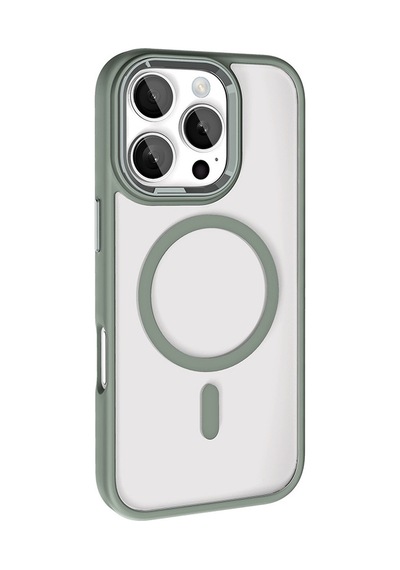 Apple iPhone 16 Pro Kılıf Wireless Şarj Özellikli Casen Krom Magsafe Silikon Kılıf