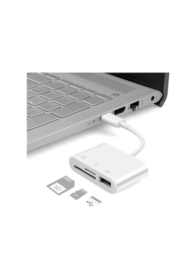 Type C To Sd Micro Sd Tf Kart Okuyucu Ve Usb Çevirici 3 İn 1 Dönüştürücü Adaptör