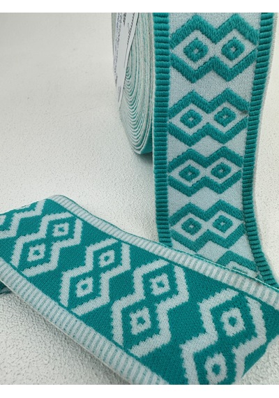 5 Cm Kilim Desenli Lastik-5 Metre / Turkuaz