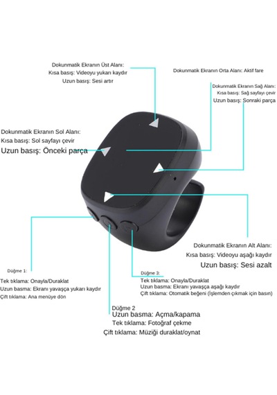 Jx-13 Dokunmatik Yüzüklü Bluetooth 5.3 Kablosuz Kumanda Tiktok Video Kaydırma, E-kitap Sayfa Çevirici Ve Selfie Deklanşörü