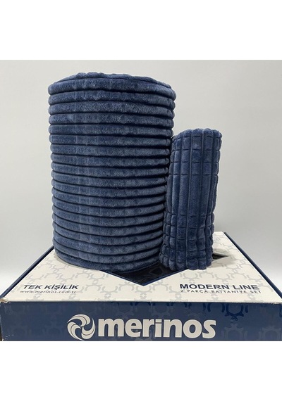 Sarar Merinos Modern Lıne Tek Kişilik Battaniye 2 Parça Yatak Örtüsü Seti Modernlıneteklacivert02 Lacivert