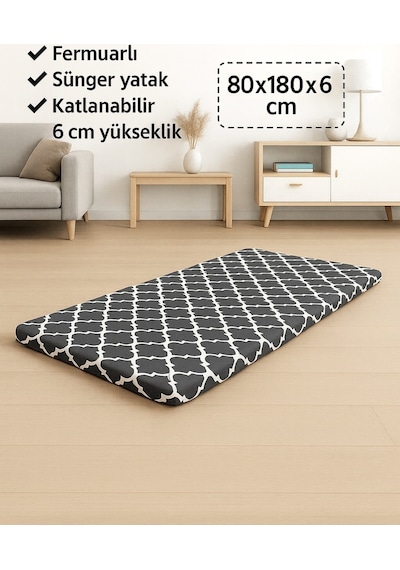 Sünger Yatak 80x180x6 Cm, Yer Yatağı, Balkon Yer Minderi,şantiye,karavan,deprem Yatağı-karaçatı