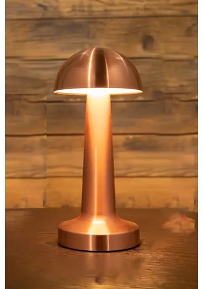 Mantar Model Retro Masa Lambası Rosegold Bakır Dimmerli Şarjlı