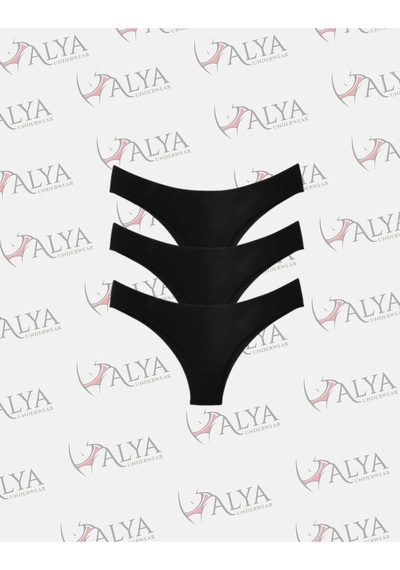Alya Underwear Kadın Brazilian Külot 3 Adet Beyaz Siyah
