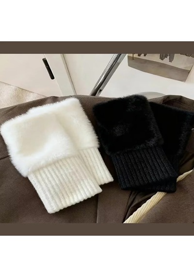 Solezon Kadın Peluş Eldiven Parmaksız Termal Sıcak, Yumuşak Ve Şık Kışlık Eldiven 1 Çift Beyaz
