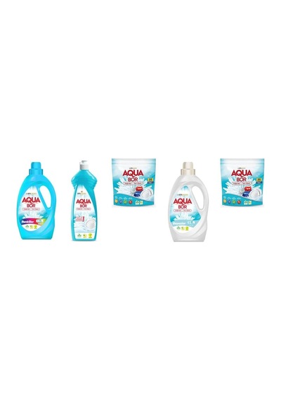 Aquabor Doğal Mineralli Sıvı Renkliler + Bulaşık + Tablet + Sıvı Beyaz + Tablet Set 0.75 LT - 2.5 LT - 12 KG