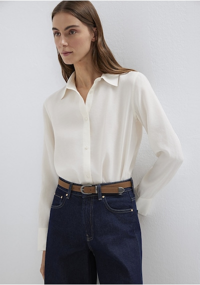 Mavi - Tencel Liyosel Karışımlı Ekru Gömlek 1211374-70057 Ekru