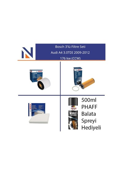 Audi A4 3.0tdı 2009-2012 Bosch 3'lü Filtre Seti
