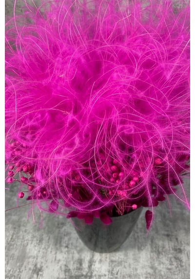 Pembe Kuru Çiçek Kovası Karışık Aranjman Bol Çiçekli