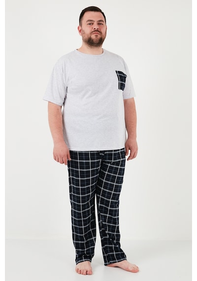 Buratti Pamuklu Regular Fit Büyük Beden Erkek Pijama Takımı 6572002B Gri Melanj