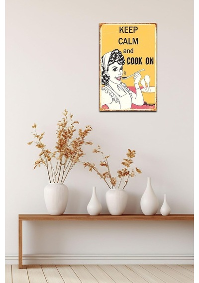 Kuşe Kağıt Duvar Posteri Keep Calm And Cook On Retro Vintage Drtr0029